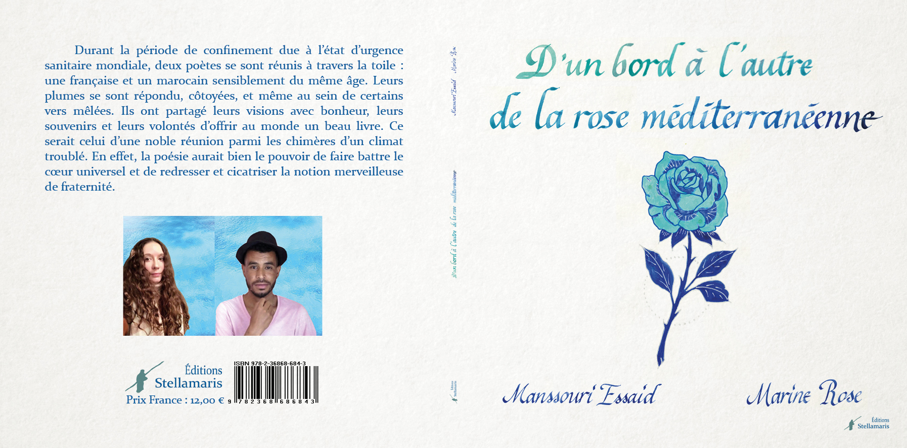 couverture du recueil de poésie D'un bord à l'autre de la rose méditerranéenne, de Marine Rose et Essaid Manssouri